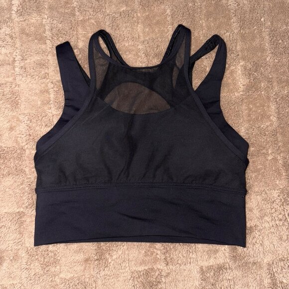 EXCELLENT Lululemon Black Double Tap Sports Training Gym Bra II  Mesh Crop Top 6 - Picture 5 of 9
